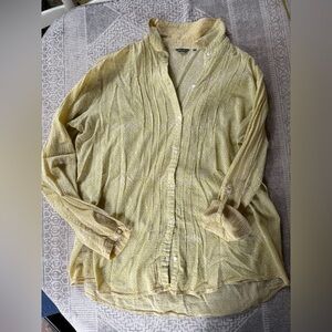 Eddie Bauer sheer crinkle gauze button down, Large tall